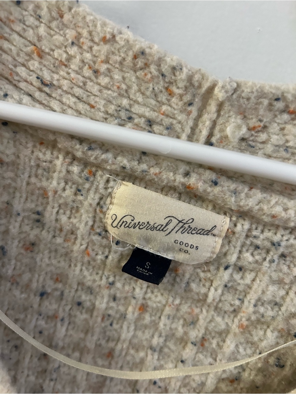 Universal Thread Cream Speckled Waffle-Knit Button Cardigan - Picture 3 of 8